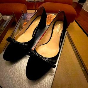 EUC Prada black suede heel with bow, cute for work and comfy. Worn 3x, size 39.5
